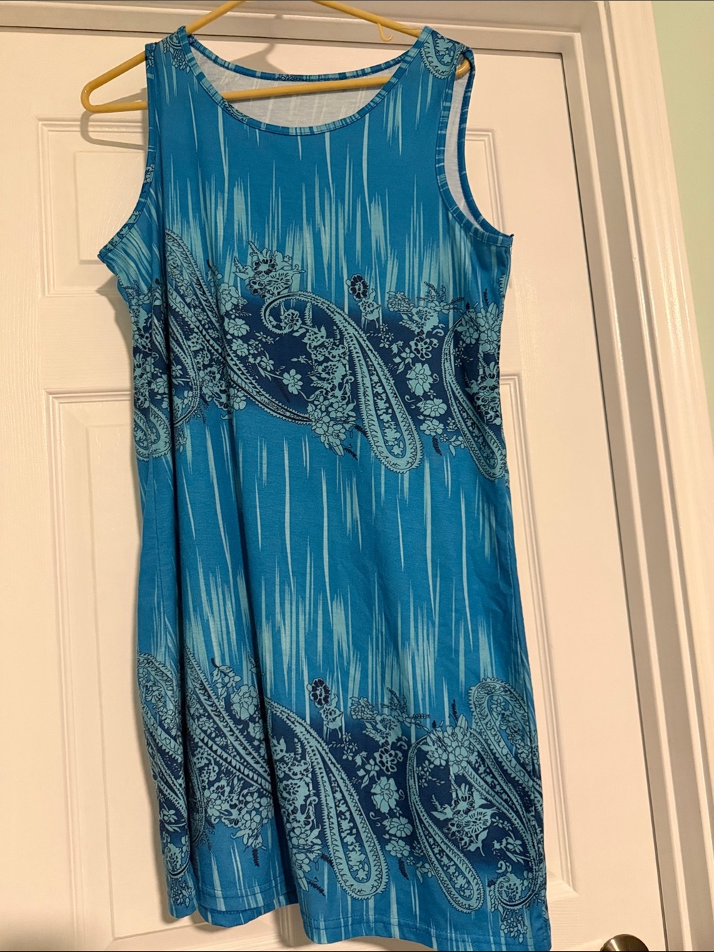 Turquoise Paisley Sleeveless Shift Dress